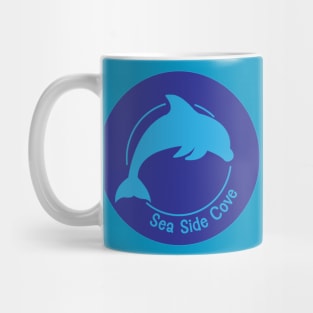 Sea Side Cove Dolphin Logo Dark Blue Mug